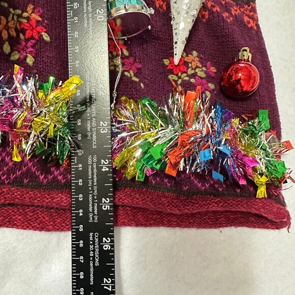 Ugly Christmas Sweater Buddy the Elf LIGHTS UP Tinsel Xmas Party Winner Sz Small - Picture 5 of 5